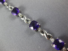 8.10CT DIAMOND & AAA AMETHYST 14KT WHITE GOLD 3D CUSHION & ROUND TENNIS BRACELET