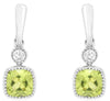 .35CT DIAMOND & AAA PERIDOT 14KT WHITE GOLD 3D CUSHION & ROUND FILIGREE EARRINGS