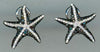 LARGE 1.15CT WHITE & BLACK DIAMOND 14KT WHITE GOLD 3D STARFISH CLIP ON EARRINGS
