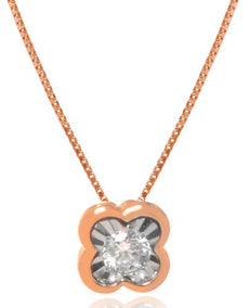 ESTATE .09CT DIAMOND 18KT WHITE ROSE GOLD CLASSIC SOLITAIRE FUN FLOATING PENDANT