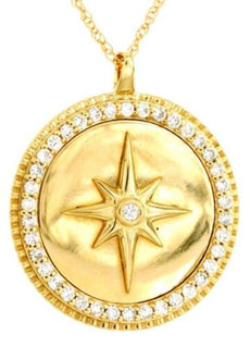 .35CT DIAMOND 14KT YELLOW GOLD 3D ROUND STARBUST CIRCULAR FUN FLOATING PENDANT