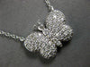 ESTATE LARGE 1.02CT DIAMOND 14KT WHITE GOLD 3D CLASSIC BUTTERFLY LOVE NECKLACE