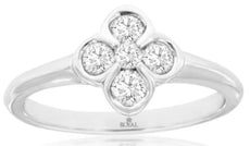 .40CT ROUND DIAMONDS 14KT WHITE GOLD 5 STONE SEMI BAZEL CLASSIC FLOWER FUN RING