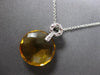 6.88CT DIAMOND & AAA CITRINE 14KT WHITE GOLD ROUND CIRCULAR FUN FLOATING PENDANT