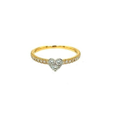 .40CT DIAMOND 18KT 2 TONE GOLD 3D CLASSIC HEART SHAPE CLUSTER SEMI ETERNITY RING