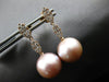 ESTATE .45CT DIAMOND & AAA PINK SOUTH SEA PEARL 18KT ROSE GOLD HANGING EARRINGS