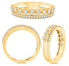 ESTATE .43CT DIAMOND 14K YELLOW GOLD 3D ROUND BEZEL & PRONG DOUBLE BAND FUN RING