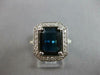 LARGE 4.74CT DIAMOND & AAA SAPPHIRE 14KT WHITE GOLD HALO ENGAGEMENT RING #27613