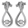 .06CT DIAMOND 18KT WHITE GOLD SOLITAIRE SEMI INFINITY TEAR DROP HANGING EARRINGS