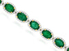 10.40CT DIAMOND & AAA EMERALD 14KT YELLOW GOLD OVAL & ROUND HALO TENNIS BRACELET