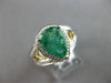 3.08CT DIAMOND & AAA EMERALD 18KT 2 TONE GOLD PEAR SHAPE & ROUND ENGAGEMENT RING