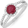 ESTATE 1.28CT DIAMOND & AAA RUBY 14KT WHITE GOLD ROUND HALO ENGAGEMENT RING