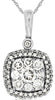 .75CT DIAMOND 14KT WHITE GOLD CLASSIC ROUND CLUSTER SQUARE FUN FLOATING PENDANT