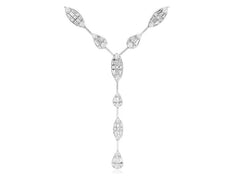 2.5CT DIAMOND 14KT WHITE GOLD 3D ROUND & BAGUETTE MARQUISE & PEAR SHAPE NECKLACE