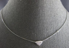 ESTATE .11CT DIAMOND 14KT WHITE GOLD 3D PAVE TRIANGULAR BY THE YARD FUN NECKLACE