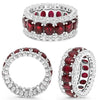 WIDE 9.7CT DIAMOND & AAA RUBY PLATINUM ROUND & OVAL CLASSIC 3 ROW ETERNITY RING