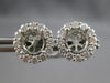 LARGE .87CT DIAMOND 18K WHITE GOLD 3D ROUND FLOWER HALO SEMI MOUNT STUD EARRINGS