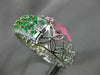 ESTATE LARGE 10.9CT & AAA EMERALD DIAMOND 18K 2 TONE GOLD FLOWER BANGLE BRACELET
