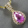 .86CT DIAMOND & AAA PINK SAPPHIRE 14KT YELLOW GOLD 3D PEAR SHAPE & ROUND PENDANT