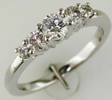 .75CT DIAMOND 14KT WHITE GOLD 3D ROUND SHARED PRONG 5 STONE ANNIVERSARY RING