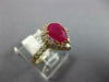 ESTATE 1.57CT DIAMOND & AAA RUBY 14K YELLOW GOLD PEAR SHAPE HALO ENGAGEMENT RING
