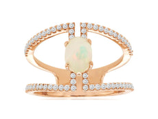 .85CT DIAMOND & AAA OPAL 14KT ROSE GOLD OVAL & ROUND TRIANGULAR SQUARE FUN RING