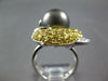 2.07CT DIAMOND & YELLOW SAPPHIRE & TAHITIAN PEARL 14KT WHITE GOLD DOLPHIN RING