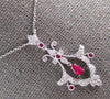 .77CT DIAMOND & AAA RUBY 18KT WHITE GOLD 3D FLOWER FILIGREE BY THE YARD NECKLACE