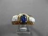 ESTATE .52CT AAA SAPPHIRE 14K WHITE & YELLOW GOLD SOLITAIRE OVAL MENS GYPSY RING