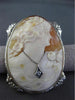 ANTIQUE LARGE OLD MINE DIAMOND 14K WHITE GOLD HANDCRAFTED CAMEO PIN BROOCH 24553