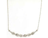 ESTATE .16CT DIAMOND 14KT WHITE GOLD 3D ROUND TRIPLE INFINITY BAR LOVE NECKLACE