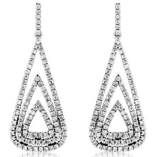 ESTATE .80CT DIAMOND 14KT WHITE GOLD ROUND MULTI TRIANGULAR FUN HANGING EARRINGS