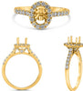 ESTATE .53CT DIAMOND 14KT YELLOW GOLD OVAL & ROUND SEMI ETERNITY ENGAGEMENT RING