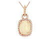 3.15CT DIAMOND & AAA OPAL 14KT ROSE GOLD CUSHION LOVE KNOT HALO FLOATING PENDANT