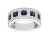 1.47CT DIAMOND & AAA SAPPHIRE 14KT WHITE GOLD 3D SQUARE SETTING ANNIVERSARY RING