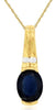 1.45CT DIAMOND & AAA SAPPHIRE 14KT YELLOW GOLD OVAL & ROUND SEMI BEZEL PENDANT