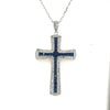 1.56CT DIAMOND & AAA SAPPHIRE 18KT WHITE GOLD 3D CLASSIC CROSS FLOATING PENDANT
