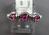 .65CT DIAMOND & AAA PINK SAPPHIRE 14KT WHITE GOLD 3 STONE HALO ANNIVERSARY RING