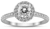 ESTATE 1.0CT DIAMOND 14KT WHITE GOLD 3D CLASSIC ROUND HALO ENGAGEMENT RING
