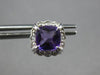 1.67CT DIAMOND & AAA AMETHYST 14KT WHITE GOLD CUSHION & ROUND HALO STUD EARRINGS