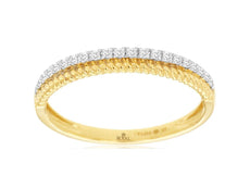 ESTATE .14CT DIAMOND 14KT YELLOW GOLD 3D ROUND 2 ROW ROPE FUN ANNIVERSARY RING