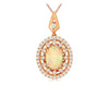 1.38CT DIAMOND & AAA OPAL 14KT ROSE GOLD OVAL FILIGREE FLOWER FLOATING PENDANT