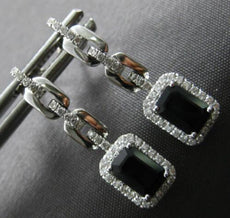 1.58CT DIAMOND & AAA SAPPHIRE 14K WHITE GOLD 3D HALO MULTI LINK HANGING EARRINGS