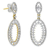 ESTATE .73CT DIAMOND 14KT YELLOW GOLD 3D OVAL FUN HANGING EARRINGS