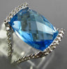 ESTATE LARGE 9.20CT DIAMOND & AAA BLUE TOPAZ 14KT WHITE GOLD OPEN FILIGREE RING