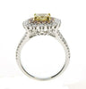 LARGE 2.71CT WHITE PINK FANCY YELLOW DIAMOND 18KT TRI COLOR GOLD ENGAGEMENT RING