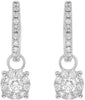 .92CT DIAMOND 14KT WHITE GOLD 3D CLASSIC SOLITAIRE HALO ROUND HANGING EARRINGS