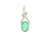 ESTATE .86CT DIAMOND & AAA EMERALD 14KT WHITE GOLD OVAL & ROUND FLOATING PENDANT