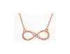 ESTATE .10CT DIAMOND 14KT ROSE GOLD 3D CLASSIC 2 STONE INFINITY LOVE NECKLACE
