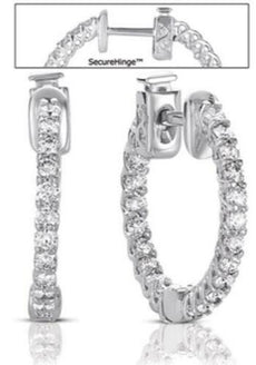 .84CT DIAMOND 14KT WHITE GOLD 3D ROUND SHARED PRONG HUGGIE HOOP HANGING EARRINGS